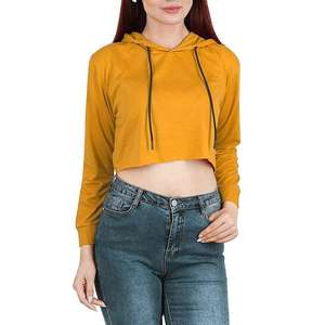 Sudadera Corta con Capucha para Mujer, Manga Larga, Estilo Casual Urbano, Mezcla de Algodón Suave, Sudadera Corta a la Moda - Product Image 5