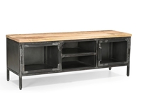 Meuble TV antique en fer/WD avec porte en verre, aspect raffiné, meubles pour la maison