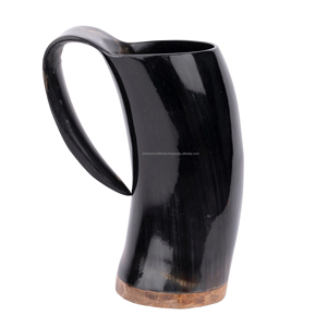Mug rustique en corne, finition naturelle, fait main, durable, vaisselle unique pour la décoration de table et l'usage domestique - Product Image 1
