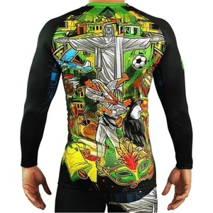 Custom Logo High Quality Wholesale UPF50 Breathable Plain Jiu Jitsu <b>Compression</b> <b>Shirts</b> Printed Long Sleeve MMA <b>Men</b> BJJ Rashguard - Product Image 2