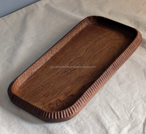 Bandeja de Servicio de Madera de Acacia de Diseño Creativo para Restaurante, Plato Rectangular de Bambú para Pastel de Bodas, Frutas, Bocadillos, Comida, Color Personalizado - Product Image 1