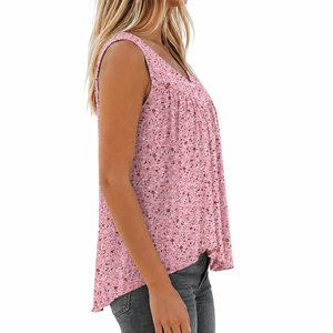 Fasmic International <b>Plus</b> <b>Size</b> Women's <b>Pink</b> Solid Spandex/Polyester Tank <b>Top</b> V-Neck Sleeveless Casual Summer Wear Regular Length - Product Image 2
