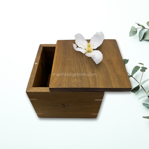 Boîte de rangement pour bijoux en bois naturel, forme rectangulaire, faite à la main, polie, décoration de table, fabriquée au Vietnam - Product Image 5