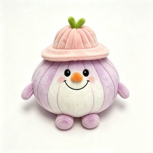 customized Onion plush with arms and legs,Onion plush with pink bucket <b>hat</b>,Soft onion pillow plush,<b>Purple</b> and white onion - Product Image 6