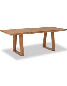 Table à manger moderne en onyx et noyer avec placage en chêne et structure en bois de caoutchouc, 200 cm, pour 10 personnes, usage hôtelier (prête à être expédiée) - Product Image 1