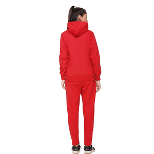Conjunto Deportivo Rojo con Capucha para Mujer, Manga Larga, Cierre de Cremallera, Bolsillos Laterales, Transpirable, Informal, Otoño, Color Sólido, 100% Poliéster - Product Image 3