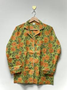 Conjunto de Pijama Floral de Algodón de Lujo Ecológico de 3 Piezas para Mujer, Verano |   Camisa de Dormir Botánica Verde Oliva con Botones, Estilo Relajado - Product Image 2