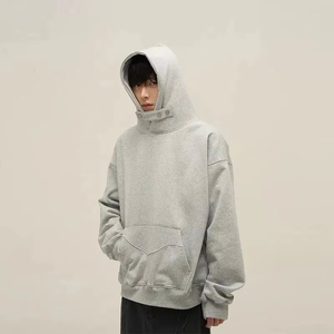 High Quality Oversized Drop Shoulder Hoodie Cotton Fleece No <b>String</b> Blank Streetwear <b>Top</b> For Unisex - Product Image 1