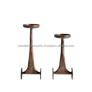 Premium Copper Finish Aluminum <b>Candle</b> Risers – <b>Set</b> of 2 Rustic Textured Pillars - Product Image 4