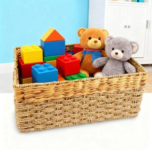 Cesta organizadora de junco marino y jacinto natural tejida a mano, cesta de almacenamiento hecha a mano, venta al por mayor, ecológica, hecha en Vietnam - Product Image 5