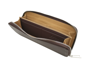 ODM Castello New Design Genuine Cowhide Soft Leather Long <b>Zip</b> Unisex <b>Wallet</b> Black Dark Brown Men's Women's Polyester - Product Image 4