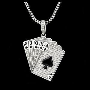 Colgante de moda de hip hop con diseño de póker, esmaltado, con diamantes brillantes, para niños - Product Image 5