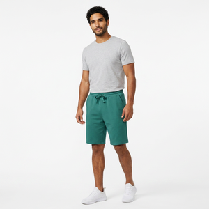 <b>Men's</b> Mid Waist Breathable Cotton <b>Bermuda</b> <b>Shorts</b> With Drawstring And Pockets Solid Color Casual Knitted Style - Product Image 3