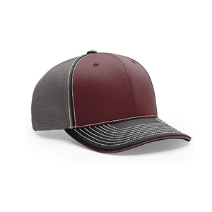 Casquette trucker 6 panneaux marron et gris avec dos en maille, ajustée, style décontracté unisexe, pour le printemps et l'été - Product Image 2