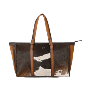 Bolso Tote de Cuero Resistente con Pelo Natural, Bolso de Hombro Portátil de Gran Capacidad de Cuero Genuino Vintage - Product Image 1
