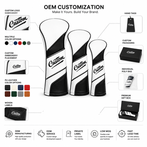 Housse de protection personnalisée en cuir PU imperméable pour clubs de golf, fermeture magnétique, couleur unie, pour driver et fairway wood, avec logo personnalisé - Product Image 3