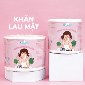 ผ้าเช็ดทำความสะอาดผิวหน้าแบบใช้แล้วทิ้ง คาวาอี้ แบบม้วน 80 แผ่น ขนาด 20x20 ซม. ผลิตจากเยื่อไม้บริสุทธิ์ 1 ชั้น อ่อนโยนต่อผิว ใช้เช็ดเครื่องสำอาง - Product Image 1