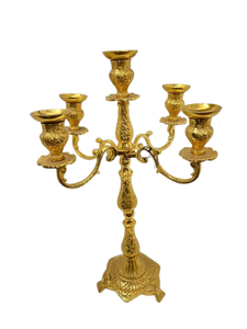 Candelabro de latón chapado en oro hecho a mano, estilo antiguo, para lámpara de aceite, soporte decorativo para velas Diya, para el hogar o el templo. - Product Image 2