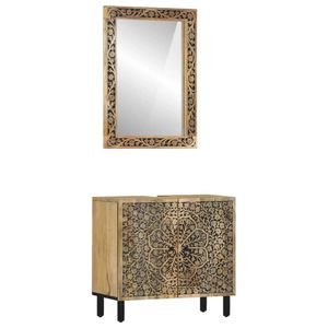 Ensemble de meubles de salle de bain en bois massif de mangue, 2 pièces - Product Image 1