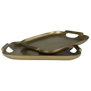 Luxury Handmade Metal <b>Serving</b> <b>Tray</b> with Premium Antique <b>Gold</b> Finish for Elegant HomesHandmade Metal <b>Tray</b> Export Quality Premium - Product Image 1
