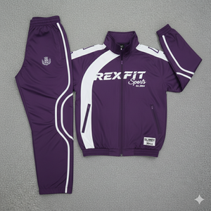 Rexfit New Arrives Tracksuits 2026 Oversized Blue and <b>White</b> 2-Piece Sportwear Custom Plus Size Nylon Windbreaker Tracksuit - Product Image 1