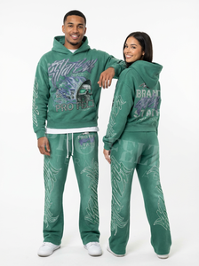 Conjunto Deportivo de Moda Urbana 2026, Sudadera con Capucha y Pantalones Deportivos Vintage Lavados, Diseño Personalizado de Calavera con Alas, para Hombre - Product Image 2