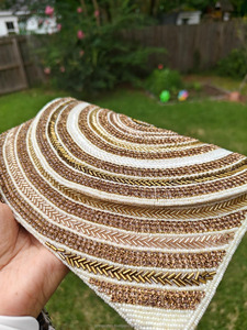 Pochette brodée à la main avec des perles, motif rayé doré, luxe, soirée, mariage, fête, designer personnalisé, élégant, tendance - Product Image 2