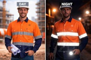 Camisa de Trabajo Zii de Alta Visibilidad Reflectante, Color Naranja Marino, Manga Larga, Corte Regular, Protección Contra Vapores, para Fábrica o Taller - Product Image 4