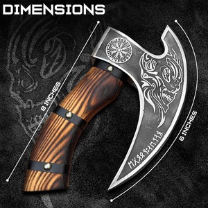 Cortador de Pizza Estilo Vikingo, Cuchillo Ulu Hecho a Mano con Hoja Grabada, Mango de Madera Resistente con Agarre de Cuero, Incluye Funda de Cuero - Product Image 4