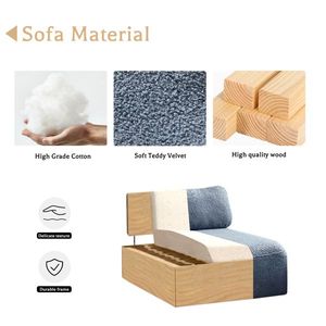 Fauteuil de lecture en velours Teddy de style Mid-Century avec coussins épais et assise rembourrée pour salon - Product Image 2