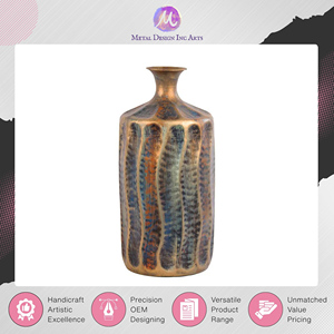 Worldwide Exporter Selling Semi Shine Antique Brass Handcrafted Metal <b>Gold</b> Long Flower <b>Vase</b> for Home Decor at Excellent Price - Product Image 4