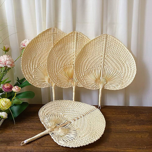 Abanico de mano para decoración de bodas, adorno y recuerdo de fiesta, abanico de bambú trenzado, abanicos de hoja de palma. - Product Image 6