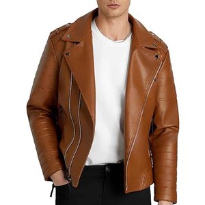 Mens Leather <b>Jacket</b> Real Cowhide Biker Motorcycle <b>Jacket</b> Winter Warm <b>Slim</b> <b>Fit</b> Custom Design Wholesale Supplier - Product Image 1