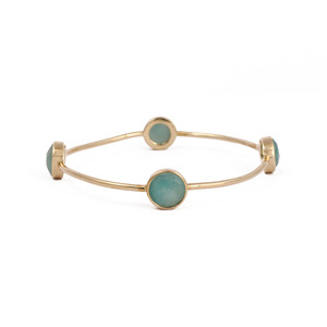 Brazalete de Amazonita Natural, Estilo Boho, Chapado en Oro, Hecho a Mano, Joyería con Piedra de Nacimiento para Mujer - Product Image 3