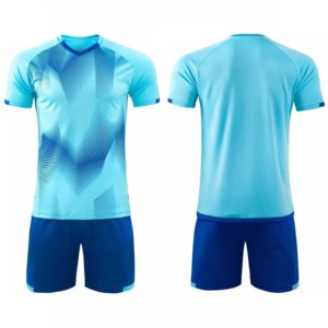 Conjunto de Camiseta de Fútbol Geométrica Azul para Hombre, Manga Corta, Poliéster que Absorbe la Humedad, Uniforme Deportivo para Todas las Temporadas - Product Image 1