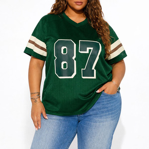 Camiseta Deportiva Verde Oversize de Fútbol Americano, Transpirable, con Malla, Estilo Urbano, con Número Gráfico, Fabricación de Marca Privada - Product Image 1