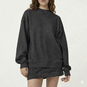 Ensemble décontracté pour femme, col montant oversize et short, broderie logo personnalisé, épaules tombantes, en tissu éponge polyester/coton – Meilleures ventes - Product Image 6