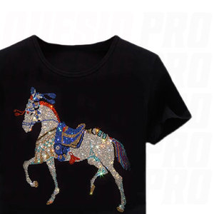 เสื้อยืดสตรีทแวร์คุณภาพสูงสำหรับผู้ชาย ผ้าคอตตอนหนา 220GSM ประดับเพชรเทียม เสื้อยืดโอเวอร์ไซส์แฟชั่นลำลองระดับพรีเมียม รับผลิตแบบ OEM - Product Image 6