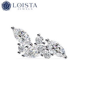 Boucles d'oreilles LOISTA en or blanc avec diamants taille marquise, couleur D naturelle, certifiées GIA, classiques pour femmes, à porter au quotidien - Product Image 2