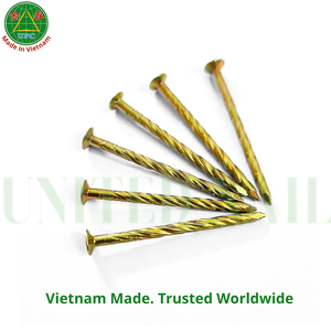 Clavos chapados en amarillo de 1-3/8 pulgadas con cabeza a cuadros, tipo vástago de tornillo, hechos en Vietnam |   Clavos sueltos con revestimiento amarillo - Product Image 4