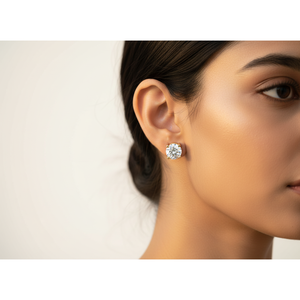 Pendientes de Diamantes Redondos de Corte Brillante en Oro Amarillo para Mujer, Color G, Naturales, Certificados por GIA, Joyería Clásica de Compromiso - Product Image 2