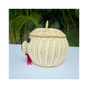 Panier en rotin blanc fait main de haute qualité Hien Luong avec couvercle, en forme d'animal, décoration d'intérieur en provenance du Vietnam - Product Image 5