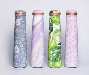 Bouteille d'eau en cuivre écologique à motif abstrait bohème, design artisanal élégant pour l'hydratation quotidienne et l'utilisation en extérieur - Product Image 4