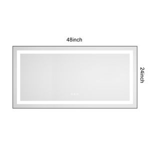 Specchio da Bagno a LED da Parete 48 x 24 Pollici con Cornice in Alluminio, Retroilluminazione e Illuminazione Frontale, Anti-Appannamento, Memoria, 3 Funzioni Vanity - Product Image 6