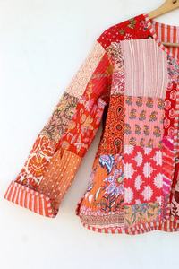 มาใหม่ล่าสุดสีHandmade Patchworkแจ็คเก็ตอินเดียHandmade Patchทํางานแจ็คเก็ตเสื้อBohoเสื้อแจ็คเก็ตสําหรับสตรี - Product Image 2