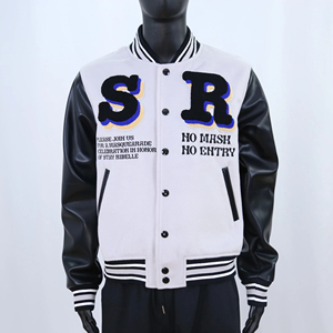 Veste de baseball d'hiver personnalisée en laine mérinos 100% avec broderie chenille, style hip-hop, pour hommes, avec manches en cuir - Product Image 6