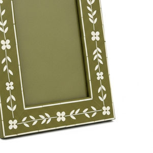 Handcrafted Sage Green Bone Inlay Photo <b>Frame</b> with Floral Vine <b>Design</b> – Luxury Decorative Picture <b>Frame</b> for Home & Office Decor - Product Image 3