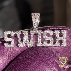 Colgante de Letra Personalizado de Moissanita, Collar Hip Hop para Hombre con Incrustaciones de Diamantes, Joyería Bling, Colgante con Nombre, Joyería de Lujo y Moda - Product Image 2