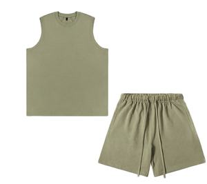 Vêtements d'été décontractés OEM personnalisés pour hommes de grande taille Ensemble de t-shirts et shorts sans manches - Product Image 2