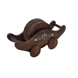 Posavasos portátiles con soporte para carrito Posavasos de madera naturales y ecológicos de buena calidad y tablero de exhibición de té y café por TCD - Product Image 1